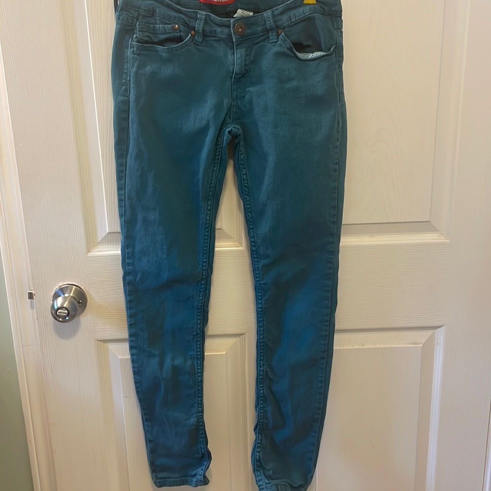 Union bay blueish green jeans size 38P cotton spandex mix LNC petite person - Picture 1 of 10